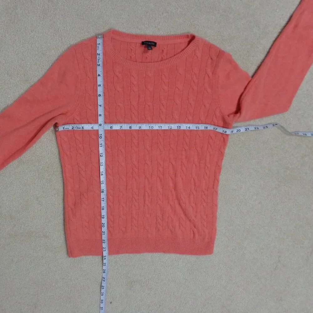 Talbots Women's Cable Knit‎ Sweater Lambswool Blend Melon Color Size L
